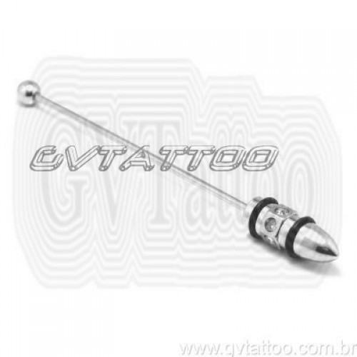Piercing Megabell Orelha Aço Cirurgico 316L Bullet 2 Borrachas